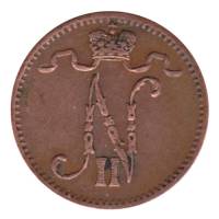 (1907) Монета Финляндия 1907 год 1 пенни    XF